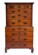 A George III mahogany chest on chest:, of architectural proportions,