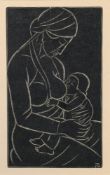 Eric Gill [1882-1940]- Mother and child,:- woodcut, signed with initials in the image 14 x 18cm.