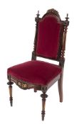 A Victorian rosewood and gilt and ebonised decorated side chair:,