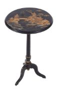 A Japanese black lacquer and decorated circular occasional table:,