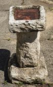A carved reconstituted stone three-section bird bath: approx.60cm high.