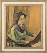 * Ronald Ossory Dunlop [1894-1973]- At The Piano,:- signed bottom right oil on canvas, 60 x 50cm.