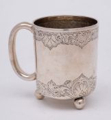 A Victorian silver christening mug, maker Robert Harper, London, 1873: initialled,
