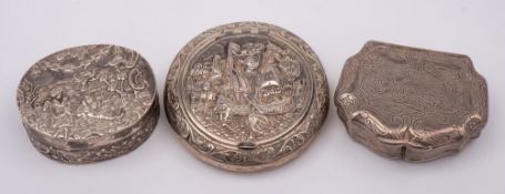 A Continental silver box, bears import marks for John George Piddington, London,