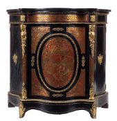 A 19th Century French boullework and gilt metal mounted serpentine-fronted side cabinet:,