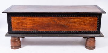 An 18th Century Dutch East Indies hardwood and ebonised rectangular coffer:,
