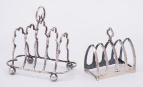 A George V silver four division toast rack, maker William Bruford & Son Ltd, London,