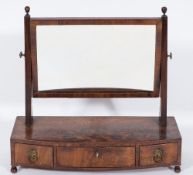 A Regency mahogany and inlaid swing frame platform toilet mirror:, bordered with ebonised lines,