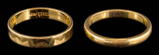 Two 22ct gold wedding bands: approximately 6.7gms gross weight.