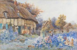 Richard Wane [1852-1904]- A Cottage Garden in Summer,:- signed bottom left watercolour, 60 x 89cm.