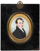 English School early 19th Century- Miniature portrait of Rev. R.