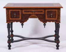 A contemporary walnut, crossbanded and inlaid rectangular side table in the William and Mary style:,