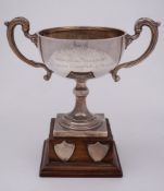 A George V silver twin-handled trophy cup, maker Adie Brothers Ltd, Birmingham, 1924: inscribed,
