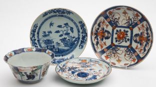 A mixed lot of Chinese and Japanese ceramics: comprising a shaped famille verte bowl with barbed