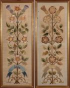 A pair of 19th century embroidered wool and silkwork panels: of rectangular outline,