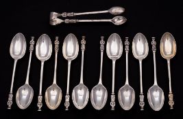 A set of twelve Edward VII silver Apostle coffee spoons, maker Josiah Williams & Co, London,
