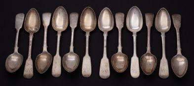 A set of six William IV provincial Fiddle pattern teaspoons, maker John Harman, Exeter,