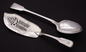 A George IV silver Fiddle pattern serving spoon, maker William Johnson, London, 1822: initialled,