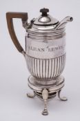A Victorian silver tea kettle, burner and stand, maker Edward Barnard & Sons Ltd, London,