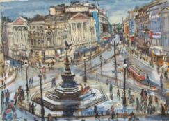 * Hubert Andrew Freeth [1912-1986]- Piccadilly,:- signed and dated 1978 bottom left mixed media,