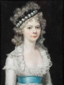 English School 18th Century- Portrait of a young lady, known as Mrs Wartnaby,:- head and shoulders,