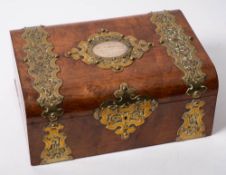 OF LOCAL INTEREST A Victorian walnut and brass mounted work box: with presentation plaque to 'Mrs