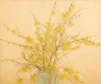 * Elyse Ashe Lord [1900-1971]- Forsythia in a Lalique vase,