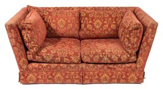 An upholstered twin seat settee of Knole shape:,