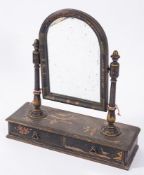 A black lacquer and chinoiserie swing frame platform toilet mirror:,