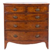 An early 19th Century mahogany and inlaid bow-fronted chest:,