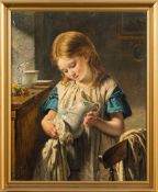 Sophie Anderson [1823-1903]- Girl with pottery jug in an interior.