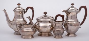 A George VI silver five-piece tea and coffee service, maker Adie Brothers Ltd, Birmingham,