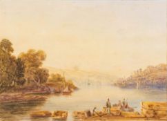 Attributed to Samuel Owen [1768-1857]- View along the River Dart to Dartmouth,