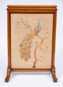 A Victorian satin birch firescreen:,