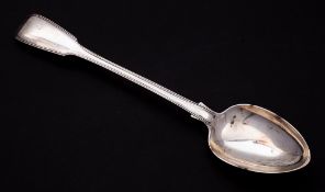 A Victorian silver double struck Fiddle and Thread pattern serving spoon, maker Elizabeth Eaton,