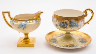 A Willets Belleek pedestal cup,