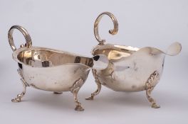 A Victorian silver sauceboat, maker's mark worn, Birmingham,