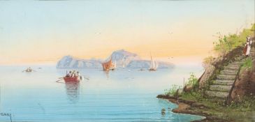 Girolamo Gianni [1837-1895]- The Italian Coast,:- signed, gouache, 19 x 40cm.