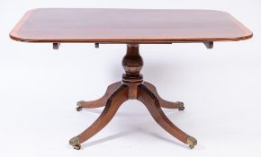 A Regency mahogany and inlaid rectangular breakfast table:,