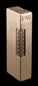 A 9ct gold cased Dunhill 'Rollagas' lighter: with engine turned exterior, initialled 'R.A.