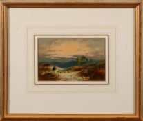 Thomas Dingle [19th Century]- Shepherd in an upland landscape,:- signed bottom right oil on paper,