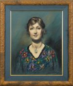 Arthur Charles Shorthouse [1870-1953]- Portrait of a young lady with blue eyes,