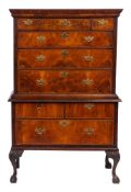 An 18th Century and later walnut and inlaid chest on stand:,