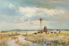 * Christopher Tugwell [1938-2021] - A Cattle Herder in The Veld - signed bottom right oil on