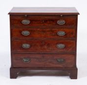A George III mahogany rectangular chest:, of small size, the top with a moulded edge,