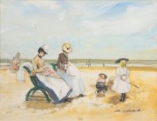 * John Strickland Goodall [1908-1996]- A gossip on the beach; Nannies on the beach,:- two,