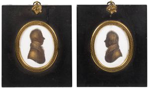 Studio of John Miers [1758-1821]- Miniature bronzed silhouette portraits of Colonel Charles Rooke,