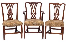 A set of eight 19th Century mahogany dining chairs:, in the Chippendale taste,