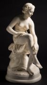 A late 19th century parian figure of a bather, attributed to J.& T.