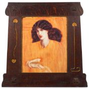 An Art Nouveau carved oak and parcel gilt picture frame, aperture 46 x 37.